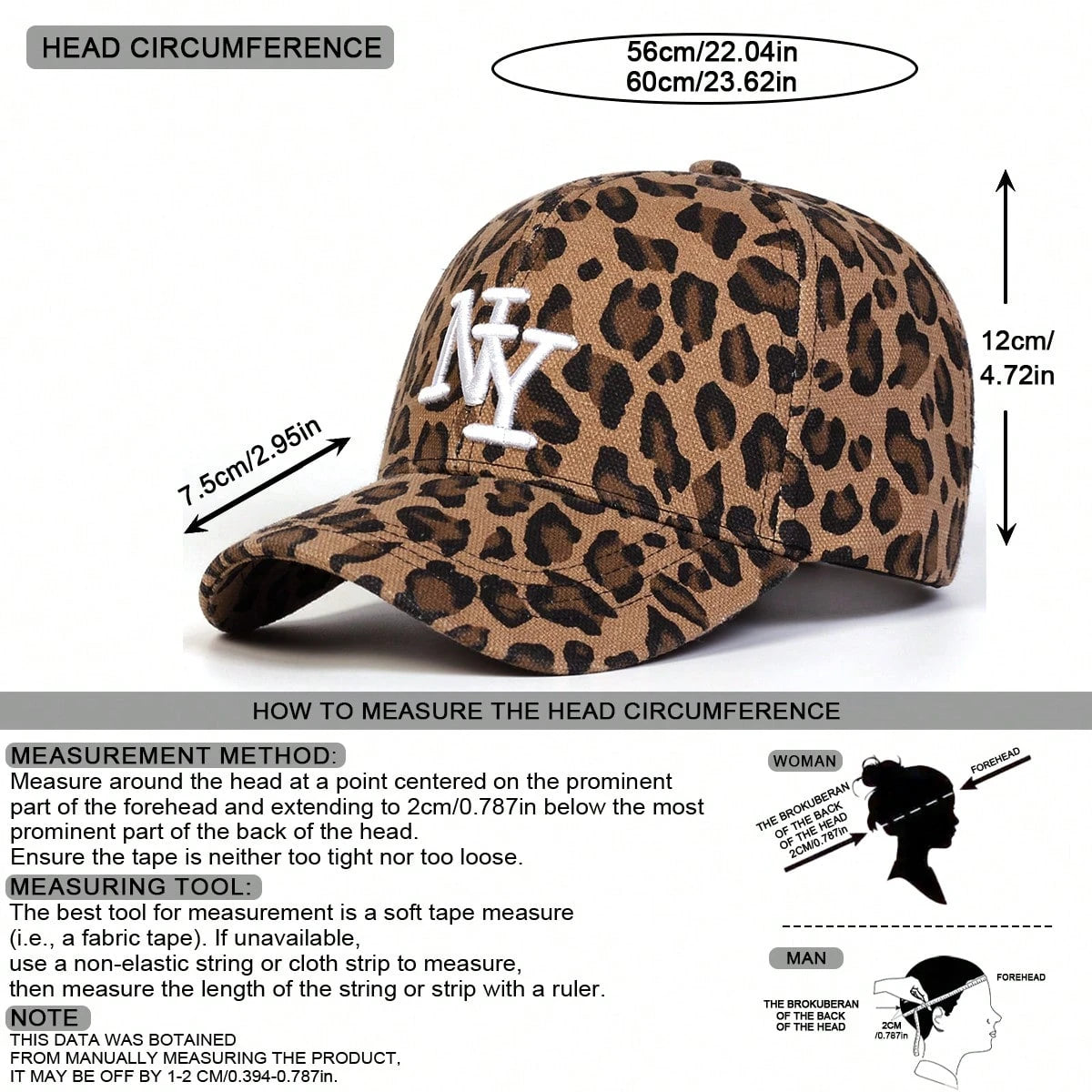 1pc Women's NY Leopard Letter Embroidered Baseball Cap, Casual Street Fashion Hat For Spring, Autumn Season, Traveling, Vacation, Beach