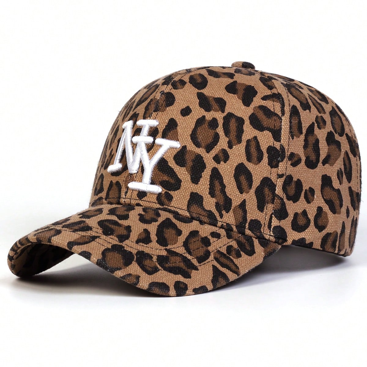 1pc Women's NY Leopard Letter Embroidered Baseball Cap, Casual Street Fashion Hat For Spring, Autumn Season, Traveling, Vacation, Beach
