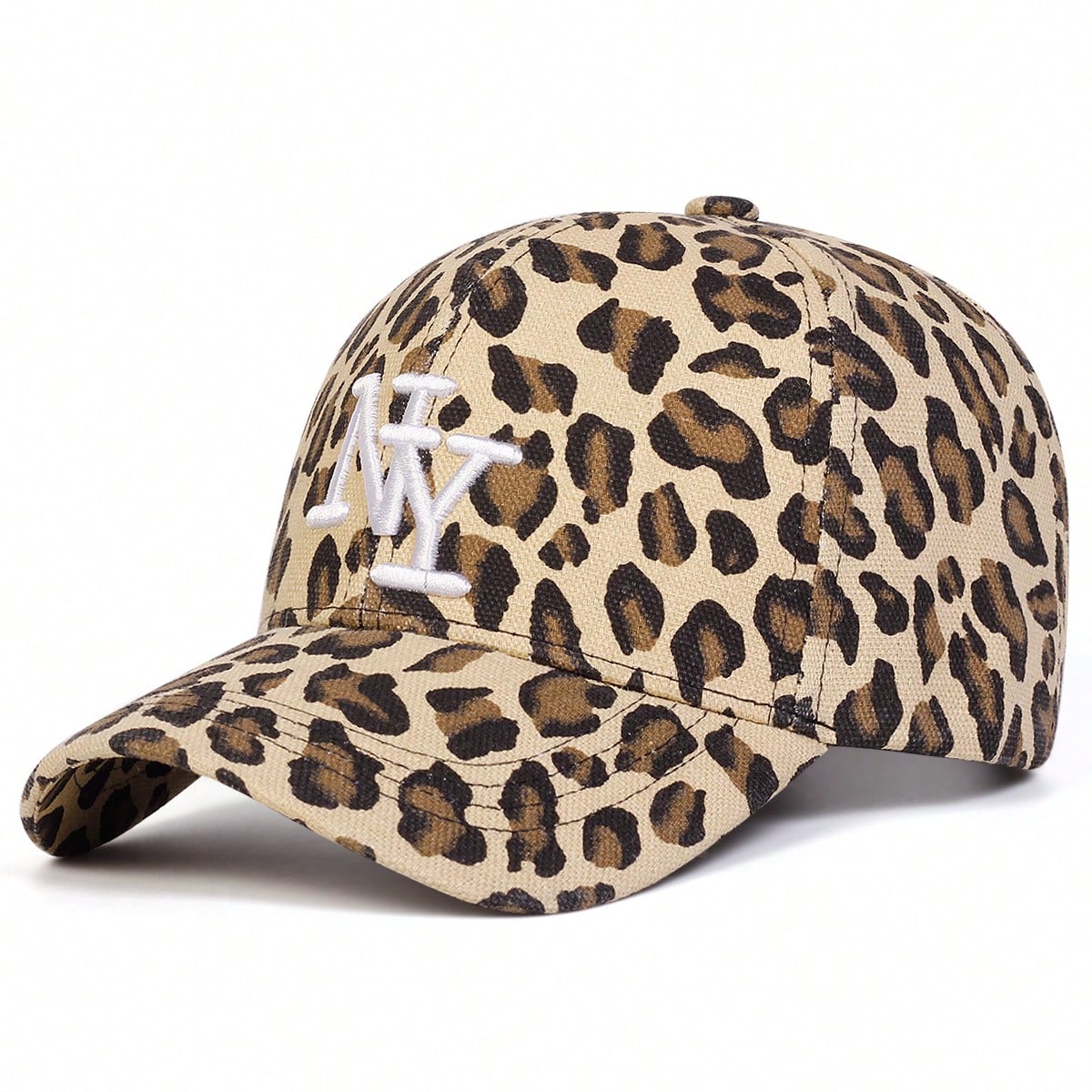 1pc Women's NY Leopard Letter Embroidered Baseball Cap, Casual Street Fashion Hat For Spring, Autumn Season, Traveling, Vacation, Beach