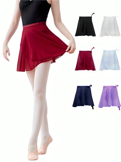 1pc Women's Semi-Sheer Ballet Skirt, Tie Waist, Long Beach Skirt, Wrap Skirt, Dance Skirt, Ballet Skirt, New Adult Women Skirt, Elastic Waist Ballet Practice Tulle Skirt, Dance Accessories, Elegant Wo