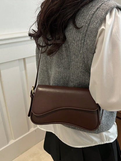 1pc Women's Solid Color PU Fashion New Underarm Bag, Versatile Shoulder Bag