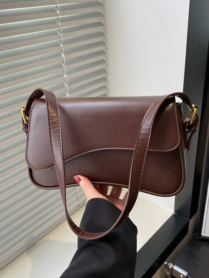 1pc Women's Solid Color PU Fashion New Underarm Bag, Versatile Shoulder Bag