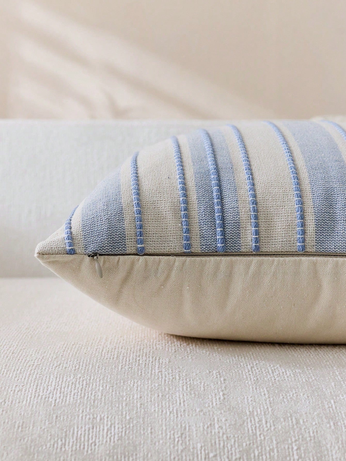 1pc Woven Wide Stripe Decorative Throw Pillow Cover, Casual Home Decor