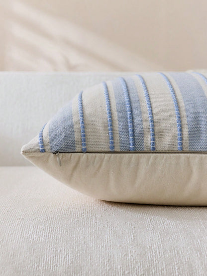 1pc Woven Wide Stripe Decorative Throw Pillow Cover, Casual Home Decor
