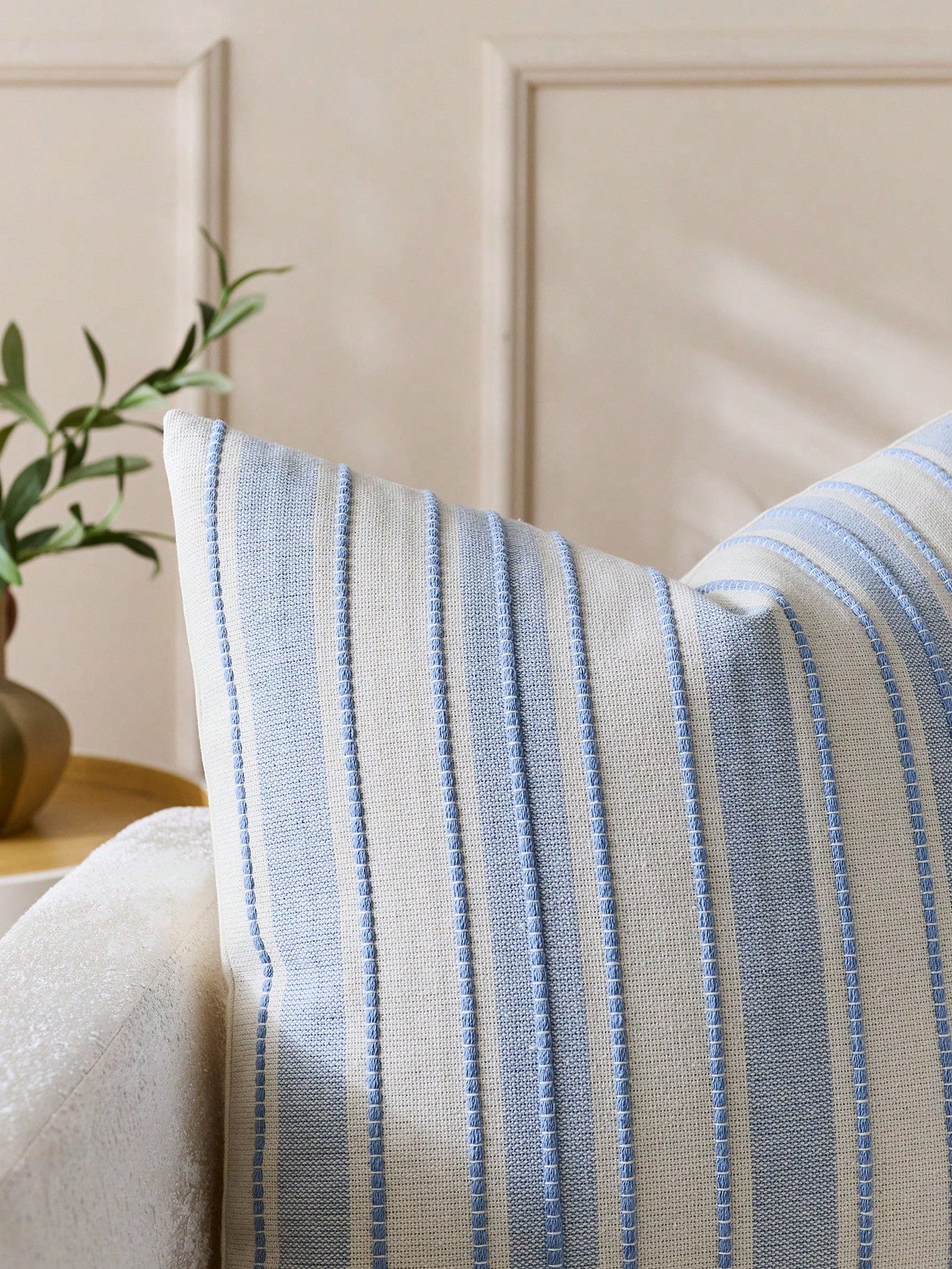 1pc Woven Wide Stripe Decorative Throw Pillow Cover, Casual Home Decor