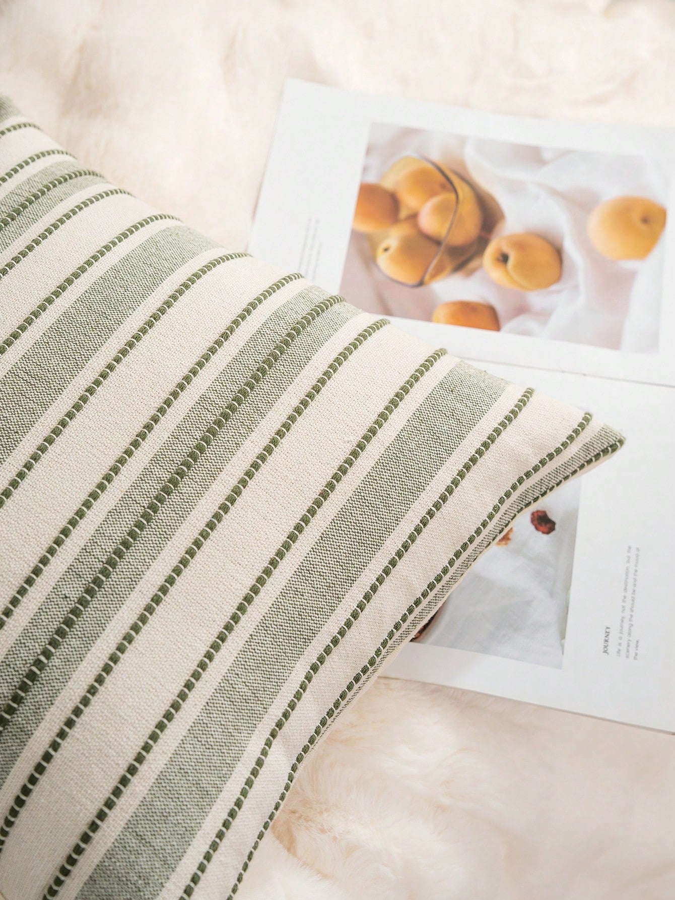 1pc Woven Wide Stripe Decorative Throw Pillow Cover, Casual Home Decor
