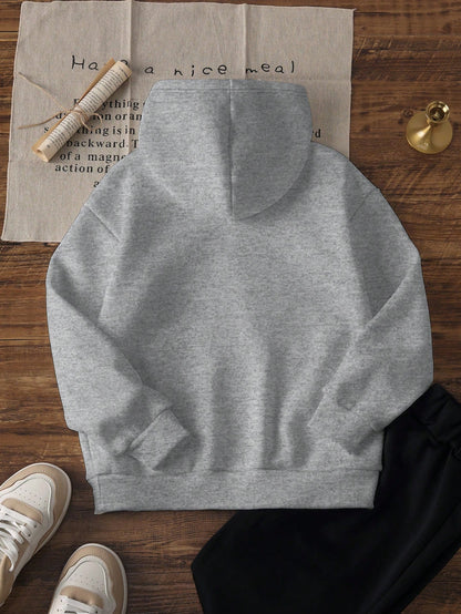 1pc Young Boy Casual Sweatshirt, Inspirational Smiling Face & Skateboard Print, Thermal Lined, Long Sleeve, Autumn/Winter