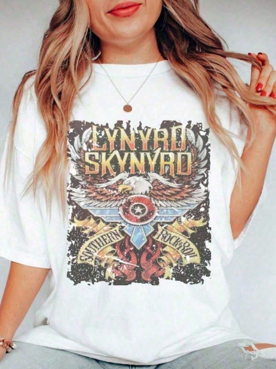1PC,Lyn.Yrd Skynyrd Tshirt Free Bird Shirt Rock Shirt Retro Band Tee 80s Band Tee 80s Hair Bands Modern Genderless Tops,Versatile & Everyday Wear,Heri