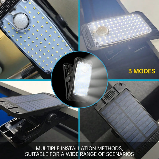 1PC, Quick Mount Solar Fence Clip Lamp Motion Sensor Smart Light Control 3 Lighting Modes USB Recharge Durable Portable Wall Lamp For Garden Balcony Deck Garage Closet Gate Patio Camping Fishing (Incl