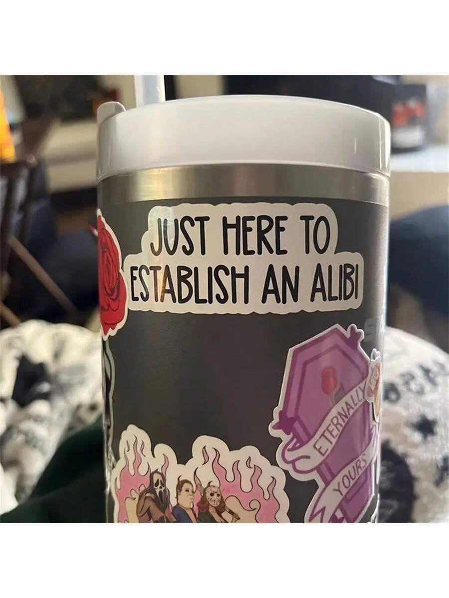 1PC, Funny 3 Inch Removable Outdoor Waterproof Vinyl Durable Creative Stickers Just Here To Establish An Alibi Sticker Funny Excuse Decal Sarcastic Social Comment Sticker
