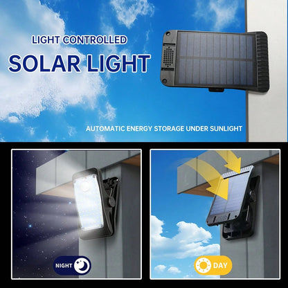 1PC, Quick Mount Solar Fence Clip Lamp Motion Sensor Smart Light Control 3 Lighting Modes USB Recharge Durable Portable Wall Lamp For Garden Balcony Deck Garage Closet Gate Patio Camping Fishing (Incl