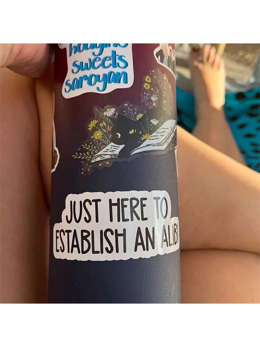 1PC, Funny 3 Inch Removable Outdoor Waterproof Vinyl Durable Creative Stickers Just Here To Establish An Alibi Sticker Funny Excuse Decal Sarcastic Social Comment Sticker