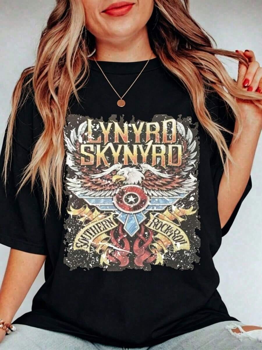 1PC,Lyn.Yrd Skynyrd Tshirt Free Bird Shirt Rock Shirt Retro Band Tee 80s Band Tee 80s Hair Bands Modern Genderless Tops,Versatile & Everyday Wear,Heri