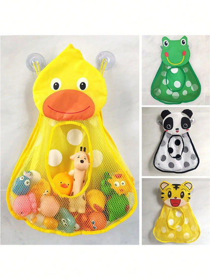 1pcCute Animal- Shaped Mesh Storage Bags Collection: Including Charming Frog, Duck, Panda, And Tiger Designs, These Hanging Organizers With Convenient Suction Cups Are Perfect For Tidily Storing Bath