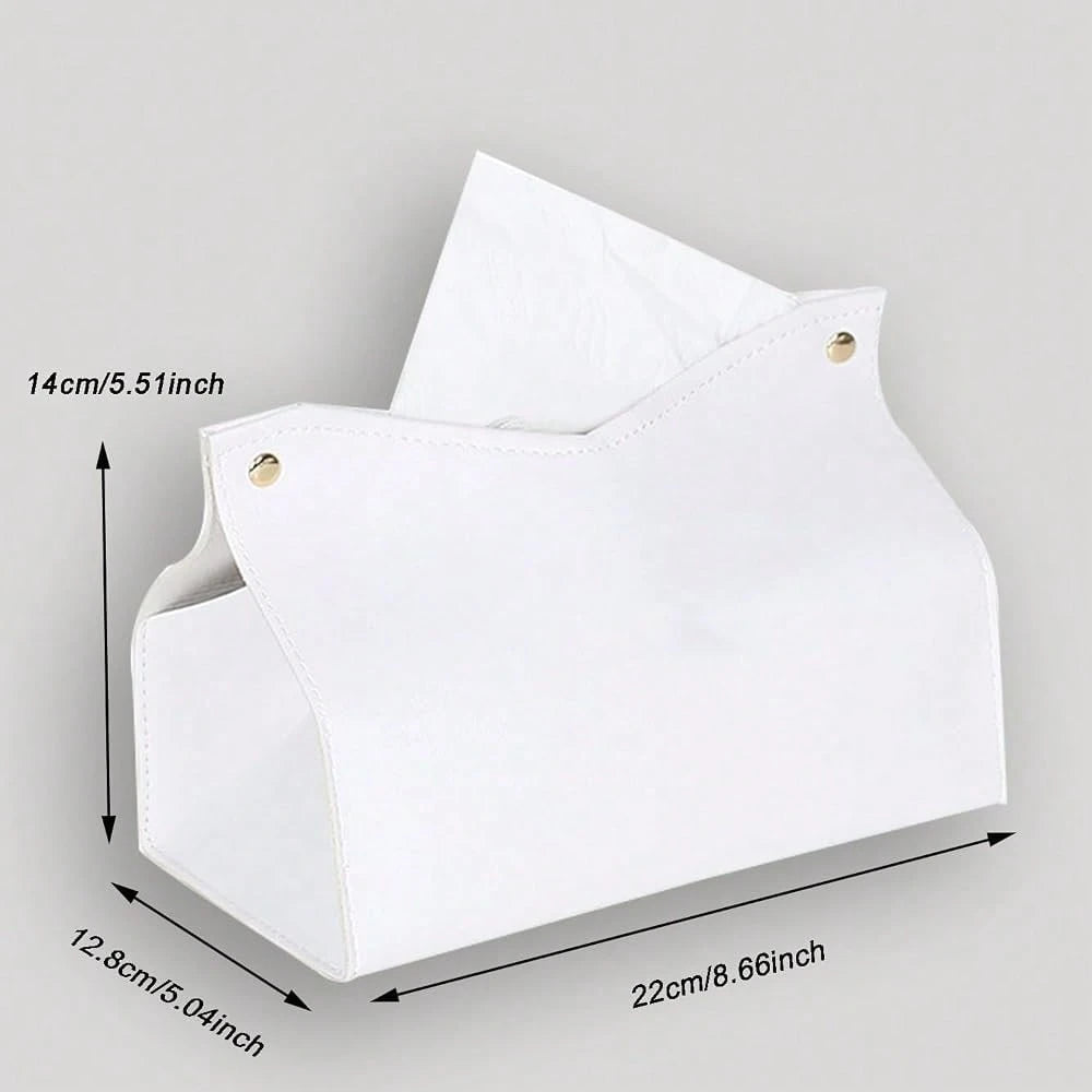 1Pcs PU Leather Tissue Box Cover Rectangle Issue Box Cover Modern Leather Tissue Box Holder For Vanity Countertop Night Stands Livingro