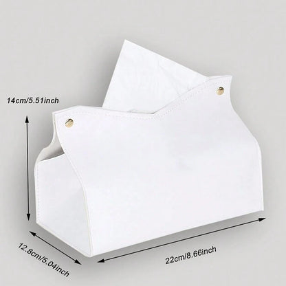 1Pcs PU Leather Tissue Box Cover Rectangle Issue Box Cover Modern Leather Tissue Box Holder For Vanity Countertop Night Stands Livingro