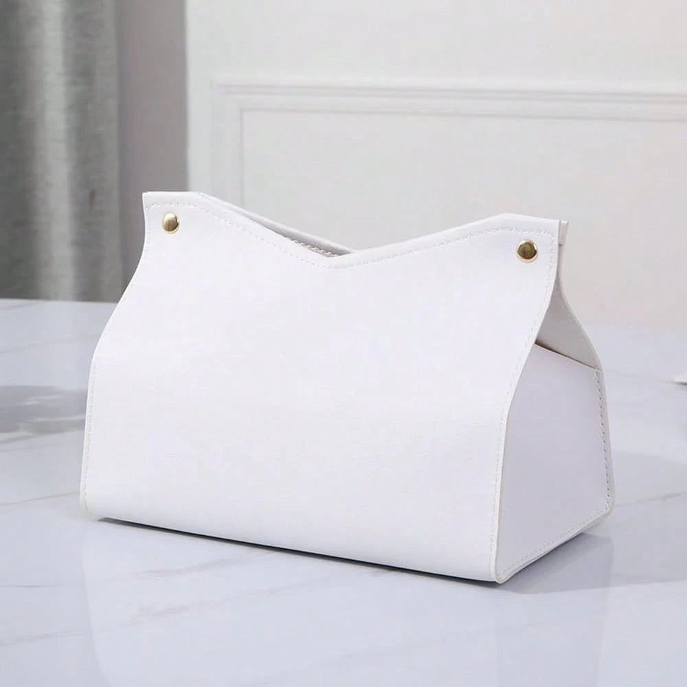 1Pcs PU Leather Tissue Box Cover Rectangle Issue Box Cover Modern Leather Tissue Box Holder For Vanity Countertop Night Stands Livingro