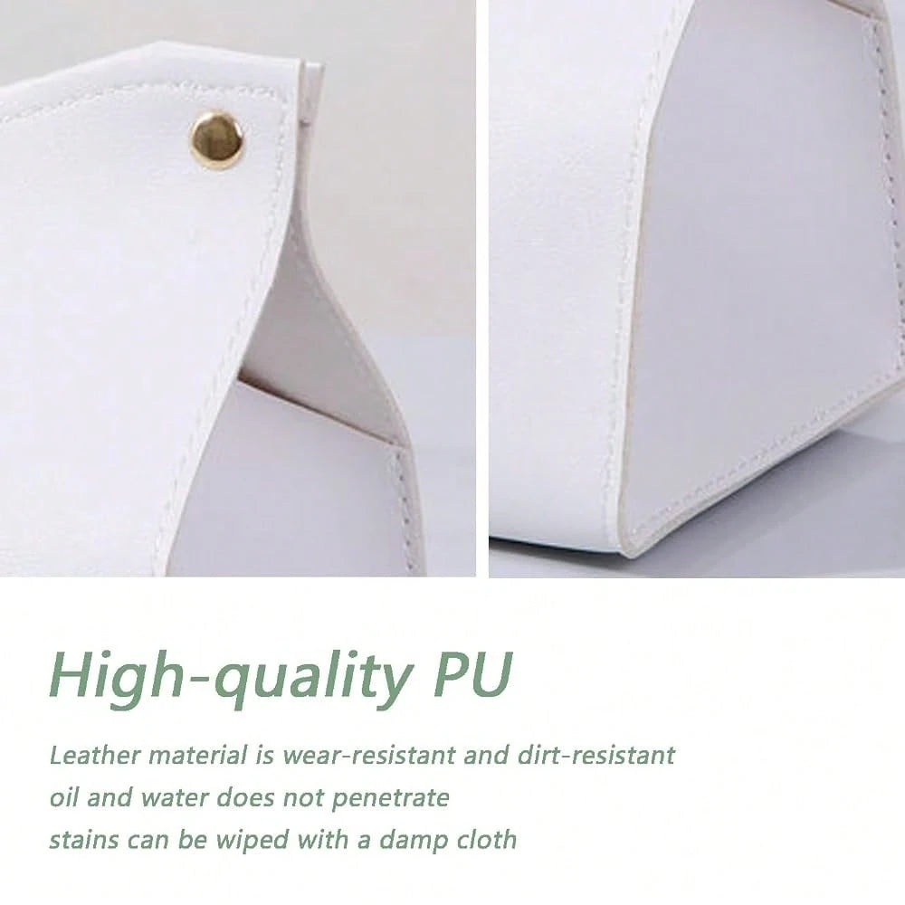 1Pcs PU Leather Tissue Box Cover Rectangle Issue Box Cover Modern Leather Tissue Box Holder For Vanity Countertop Night Stands Livingro