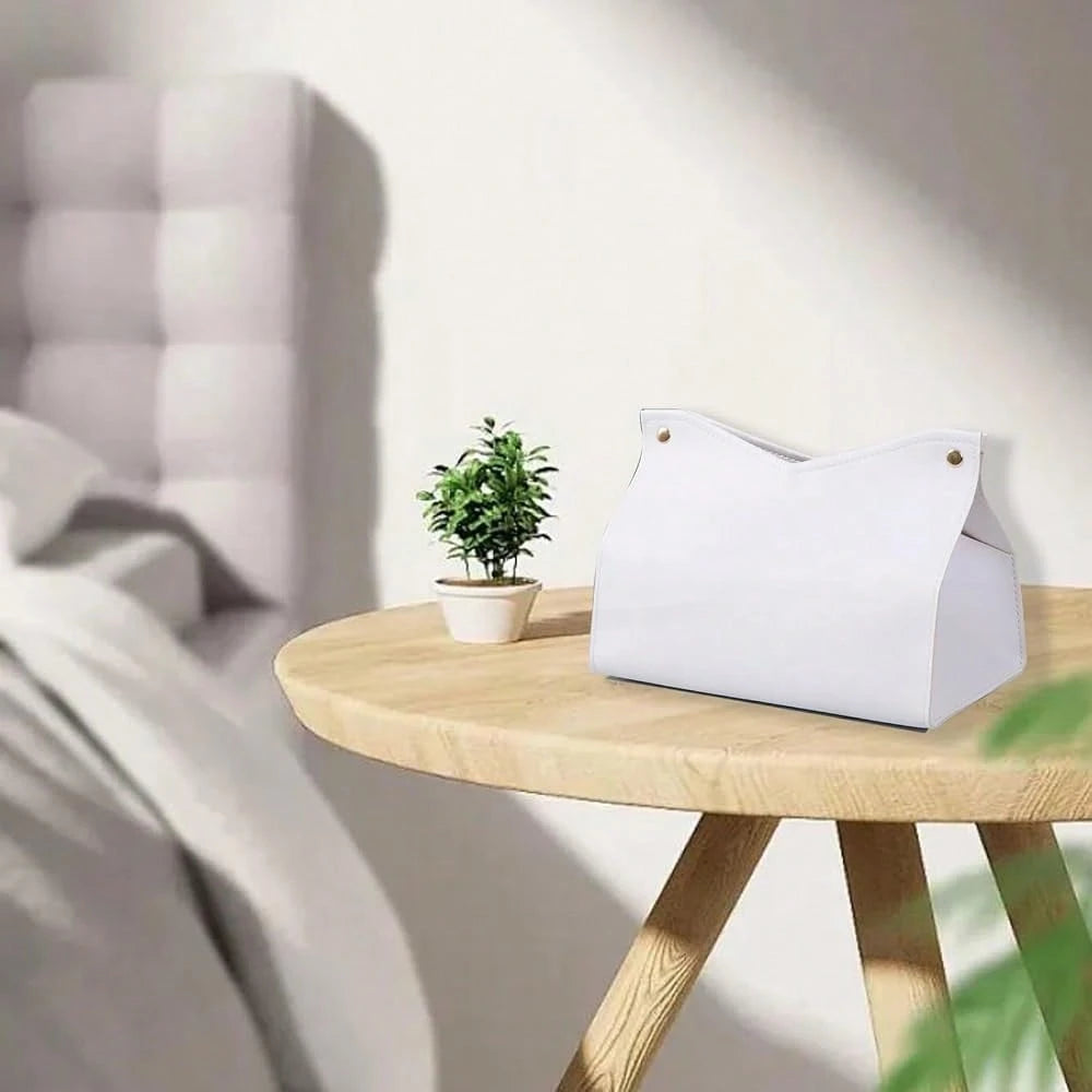 1Pcs PU Leather Tissue Box Cover Rectangle Issue Box Cover Modern Leather Tissue Box Holder For Vanity Countertop Night Stands Livingro
