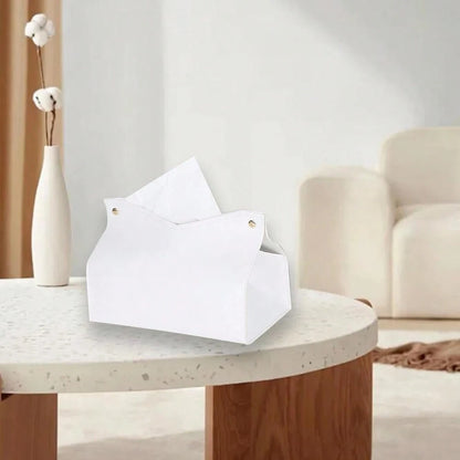 1Pcs PU Leather Tissue Box Cover Rectangle Issue Box Cover Modern Leather Tissue Box Holder For Vanity Countertop Night Stands Livingro