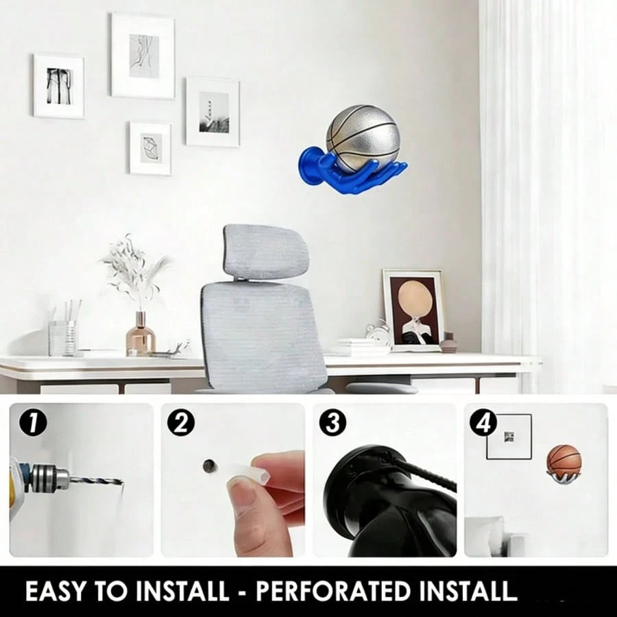 1PCS Wall-Mounted Ball Storage Rack Display Stand, Handcrafted Ball Rack Storage With Screws, Wall-Mounted Handheld Display Rack Suitable For Basketballs, Soccer Balls, Volleyballs, Saves Storage Spac