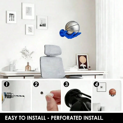1PCS Wall-Mounted Ball Storage Rack Display Stand, Handcrafted Ball Rack Storage With Screws, Wall-Mounted Handheld Display Rack Suitable For Basketballs, Soccer Balls, Volleyballs, Saves Storage Spac
