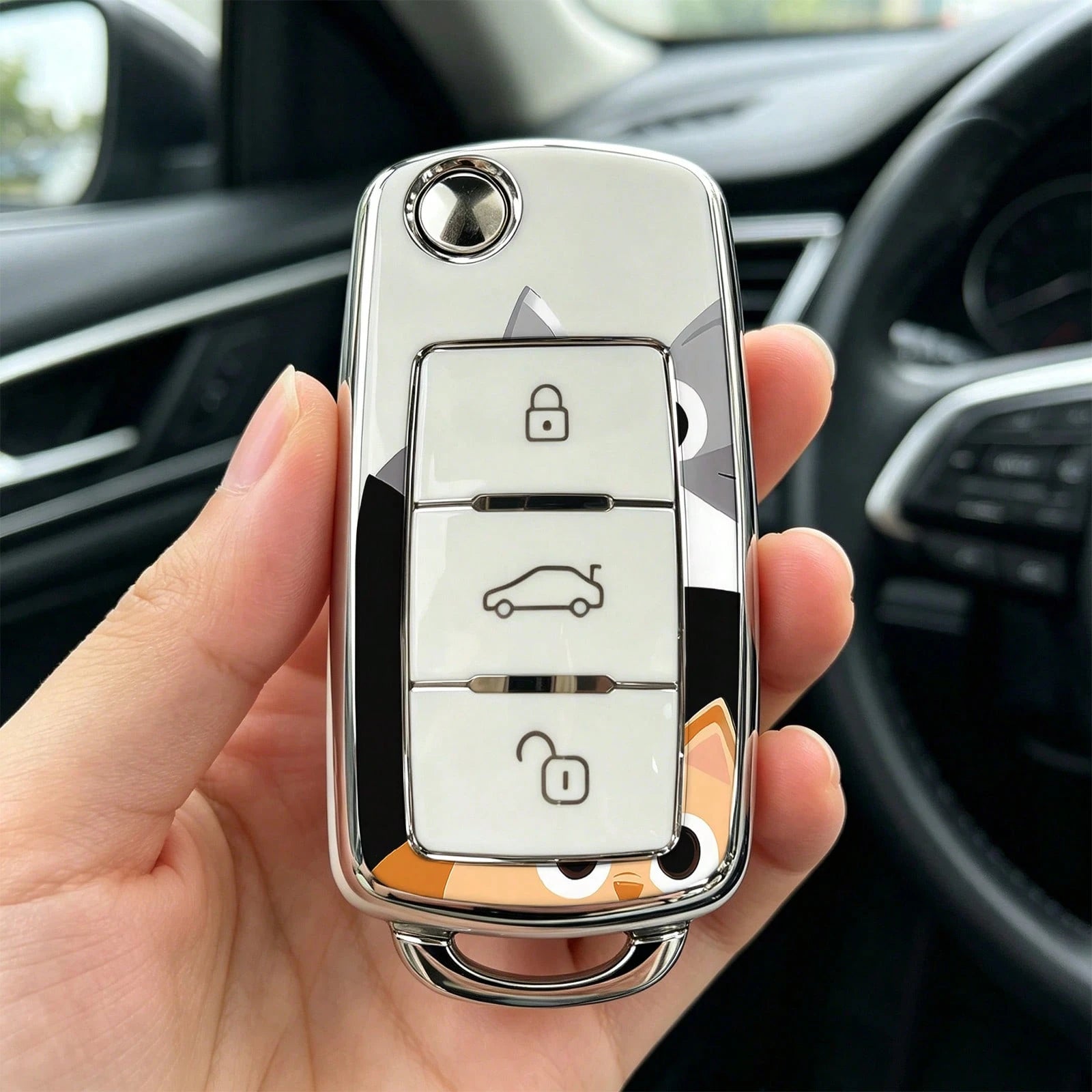 1pieza Car Key Case-Fine Print,Suitable For Jetta Mk6, Polo Mk5, Golf Mk6, Tiguan Mk1, Passat B7, Passat NMS, Caddy Mk3, Beetle, Amarok, Touran Mk1. Advanced Soft-Touch, Does Not Block Signal, Unisex.
