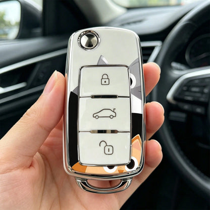 1pieza Car Key Case-Fine Print,Suitable For Jetta Mk6, Polo Mk5, Golf Mk6, Tiguan Mk1, Passat B7, Passat NMS, Caddy Mk3, Beetle, Amarok, Touran Mk1. Advanced Soft-Touch, Does Not Block Signal, Unisex.