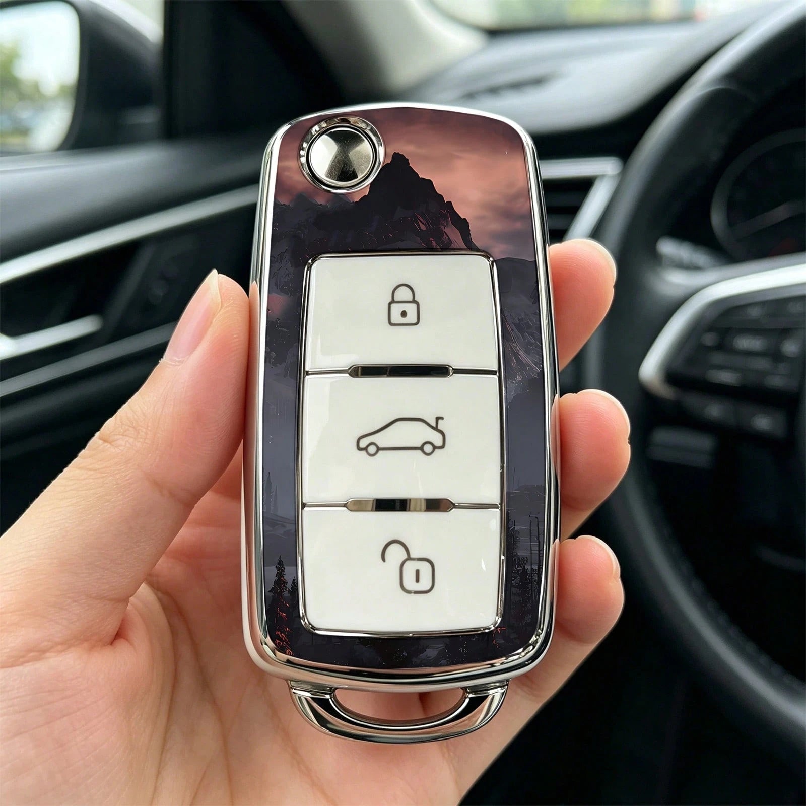 1pieza Car Key Case-Fine Print,Suitable For Jetta Mk6, Polo Mk5, Golf Mk6, Tiguan Mk1, Passat B7, Passat NMS, Caddy Mk3, Beetle, Amarok, Touran Mk1. Advanced Soft-Touch, Does Not Block Signal, Unisex.