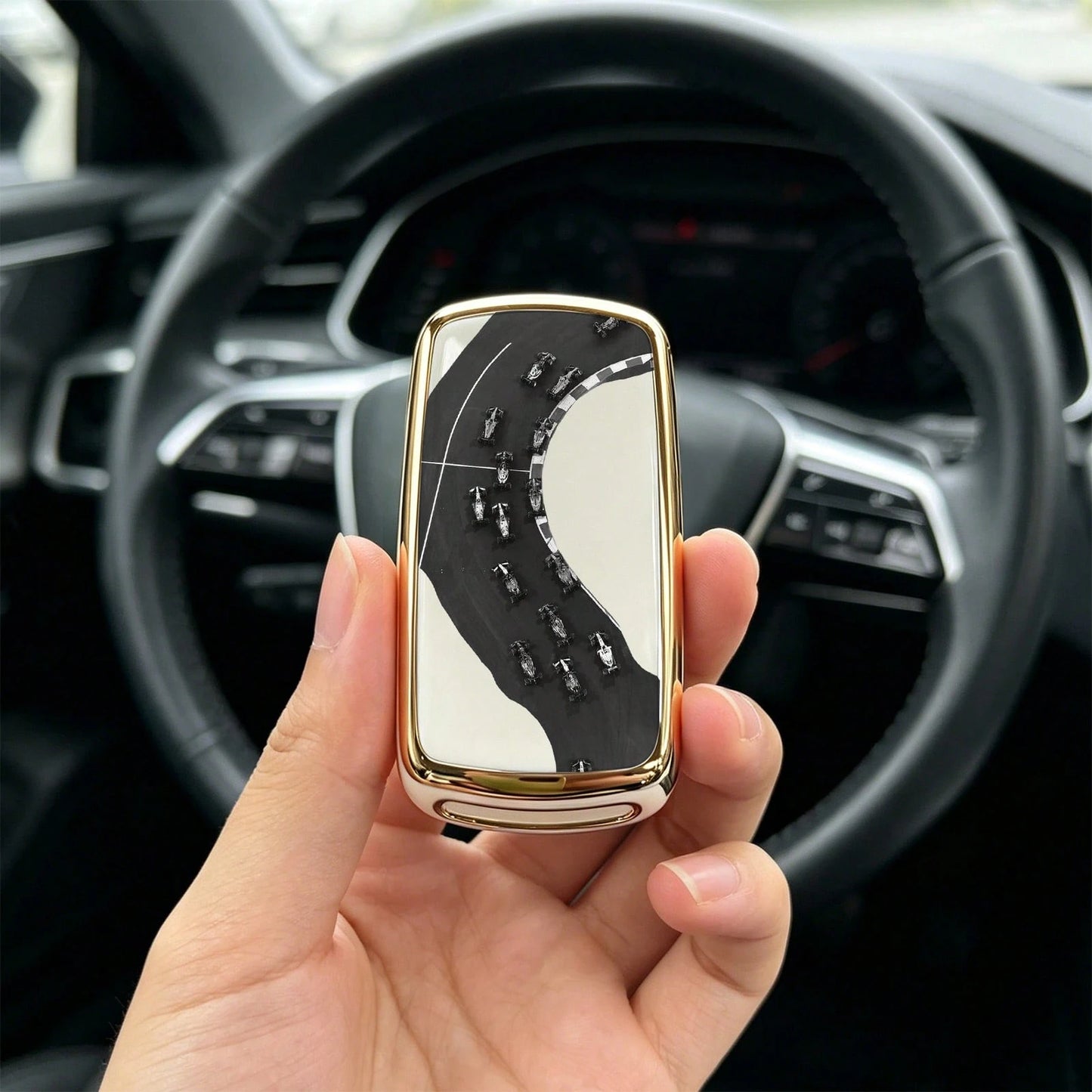 1pieza Car Key Case-Fine Print,Suitable For Jetta Mk6, Polo Mk5, Golf Mk6, Tiguan Mk1, Passat B7, Passat NMS, Caddy Mk3, Beetle, Amarok, Touran Mk1. Advanced Soft-Touch, Does Not Block Signal, Unisex.