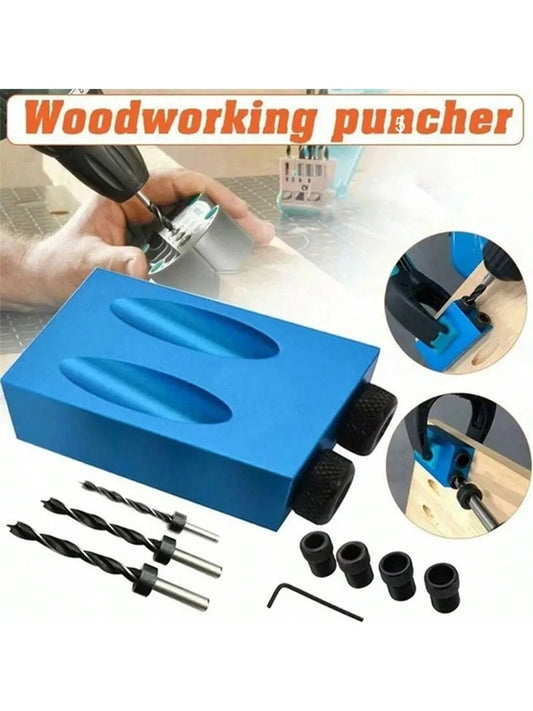 1set 15 Degree Angle Woodworking Oblique Hole Locator Blue Oblique Hole Positioning Drill 3-Point Drill