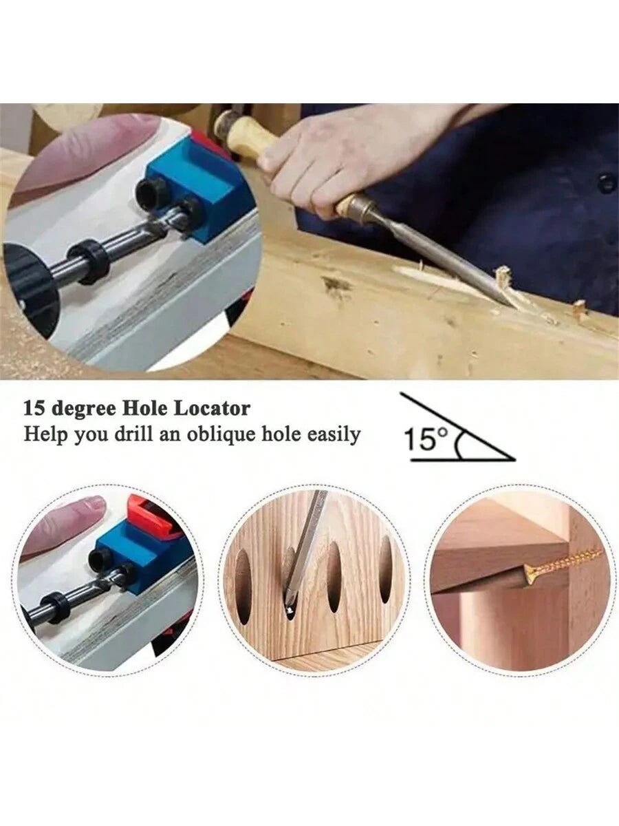 1set 15 Degree Angle Woodworking Oblique Hole Locator Blue Oblique Hole Positioning Drill 3-Point Drill