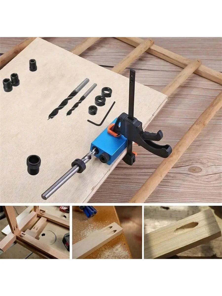 1set 15 Degree Angle Woodworking Oblique Hole Locator Blue Oblique Hole Positioning Drill 3-Point Drill