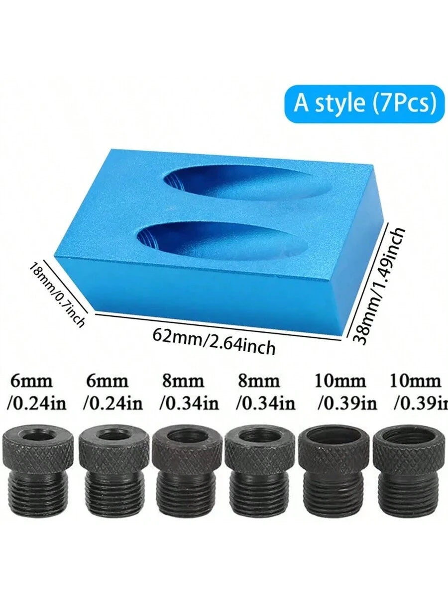 1set 15 Degree Angle Woodworking Oblique Hole Locator Blue Oblique Hole Positioning Drill 3-Point Drill