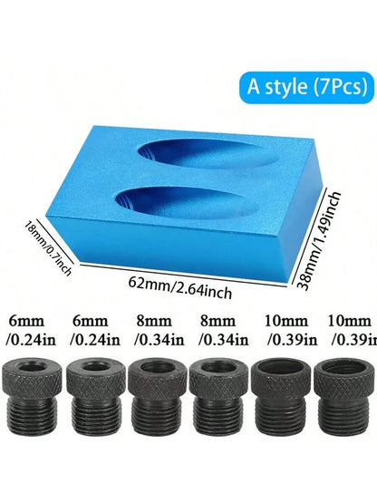 1set 15 Degree Angle Woodworking Oblique Hole Locator Blue Oblique Hole Positioning Drill 3-Point Drill