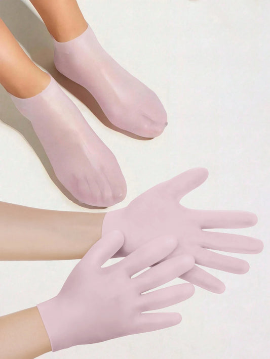 1Set Hand And Foot Care Tools( Gloves+Foot Socks)/1Pair Gloves,For Dry Cracked Skin Softening Exfoliating Feet Hand Care Tools,Soft Silicone Gel,Care Tools,Hand Care,Mother's Day Gift,Gift,Travel Acce