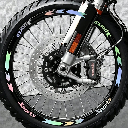 1Set Racing Stripe Motorcycle Wheel Stickers Waterproof For 16 17 18 19inch Rims Modified Scooter Bicycle Vinyl Decals, Motorcycle Reflective Rim Decal Stickers
