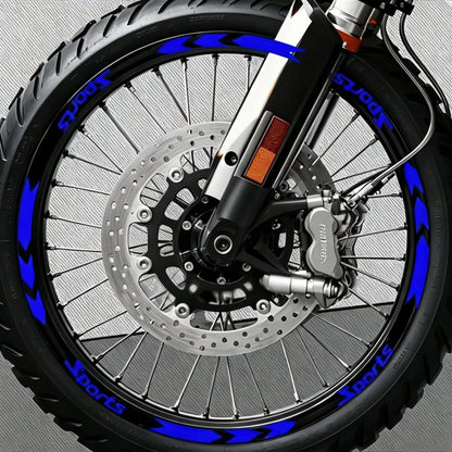 1Set Racing Stripe Motorcycle Wheel Stickers Waterproof For 16 17 18 19inch Rims Modified Scooter Bicycle Vinyl Decals, Motorcycle Reflective Rim Decal Stickers