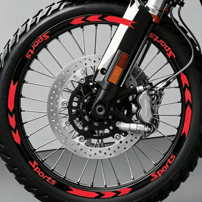 1Set Racing Stripe Motorcycle Wheel Stickers Waterproof For 16 17 18 19inch Rims Modified Scooter Bicycle Vinyl Decals, Motorcycle Reflective Rim Decal Stickers