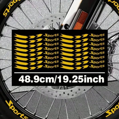 1Set Racing Stripe Motorcycle Wheel Stickers Waterproof For 16 17 18 19inch Rims Modified Scooter Bicycle Vinyl Decals, Motorcycle Reflective Rim Decal Stickers