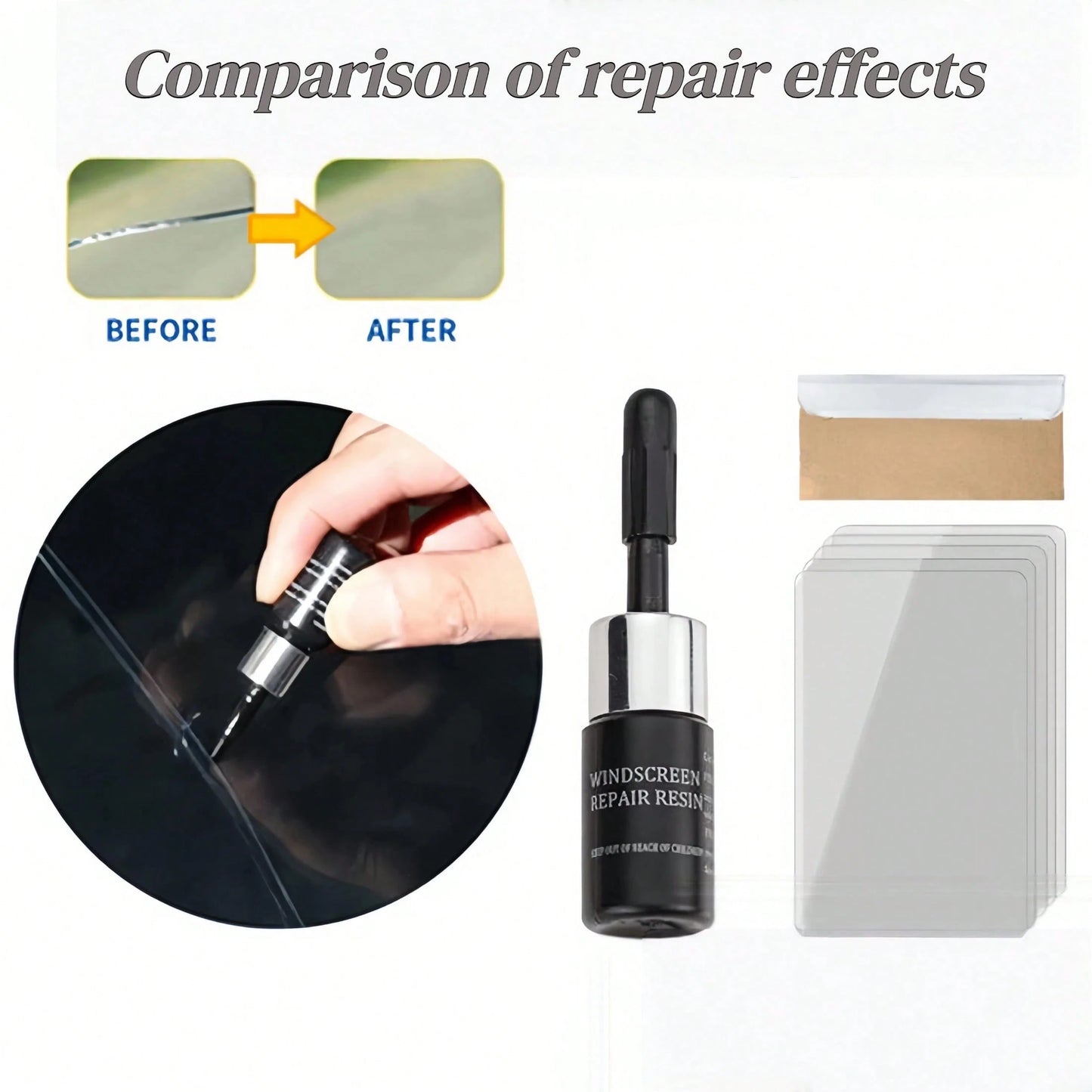 1Set Windshield Crack Repair Kit Complete Repair Kit For Chips And Cracks Automotive Windshield Repair Tool Repair For Car And Truck Windshields