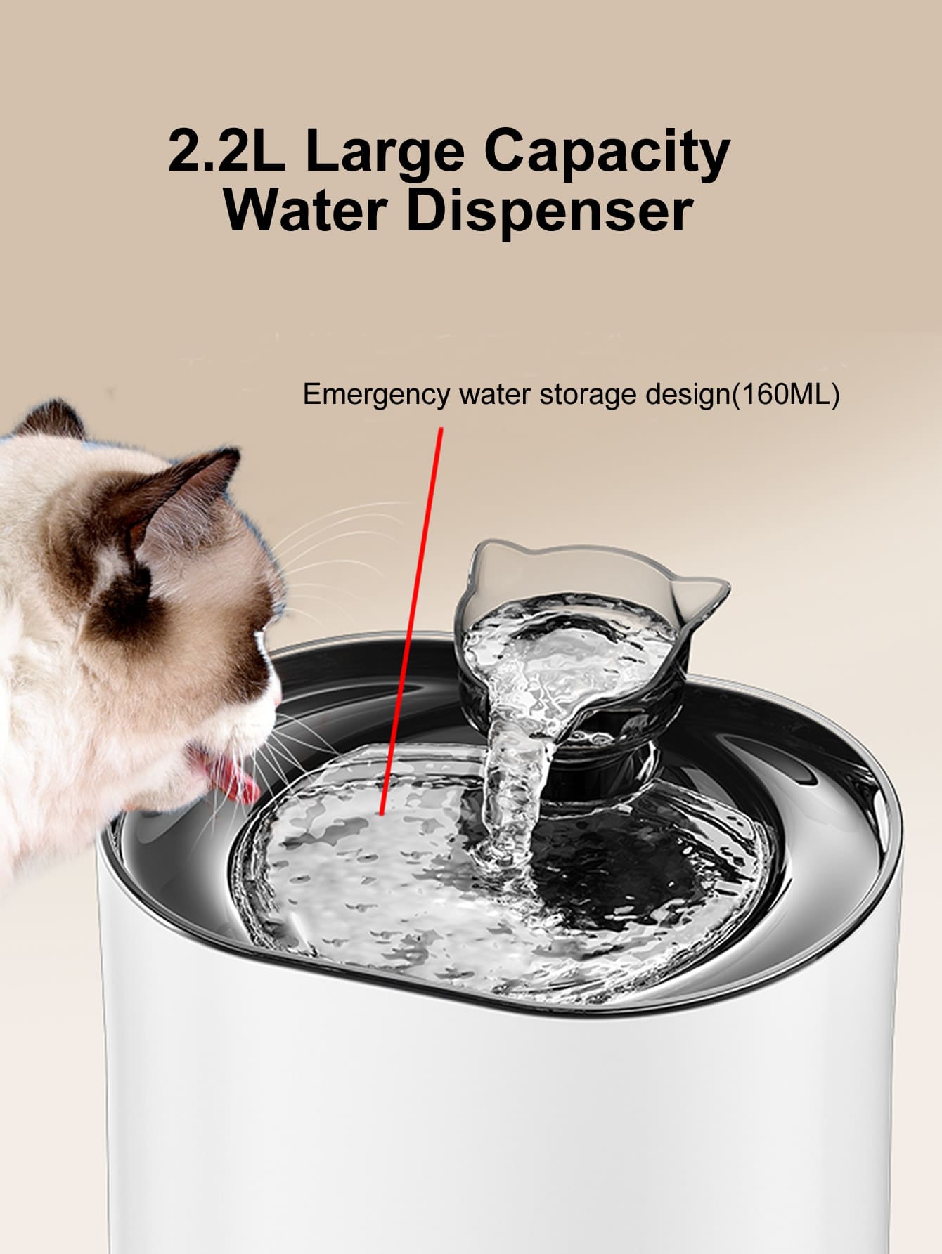 2.2L/74.5OZ/0.58 Gallon Automatic Pet Drinking Fountain With Owl Design, Ultra Quiet Water Pump, Suitable For Medium/Small Cats & Dogs, Replaceable Water Pump Available