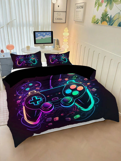 2/3pcs Cartoon Duvet Cover Set, 90g Polyester Material, Soft And Skin-Friendly, Breathable, 1 Duvet Cover + 1/2 Pillowcases, Digital Print, Suitable For Teenagers Bedroom, Dormitory, Daily Sleep, Holi