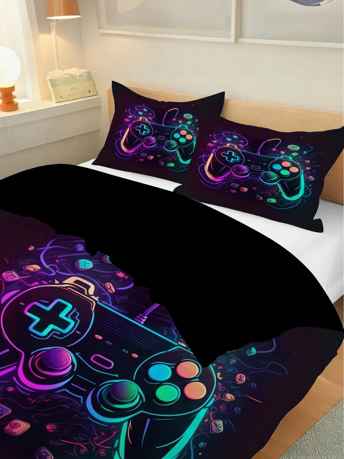 2/3pcs Cartoon Duvet Cover Set, 90g Polyester Material, Soft And Skin-Friendly, Breathable, 1 Duvet Cover + 1/2 Pillowcases, Digital Print, Suitable For Teenagers Bedroom, Dormitory, Daily Sleep, Holi