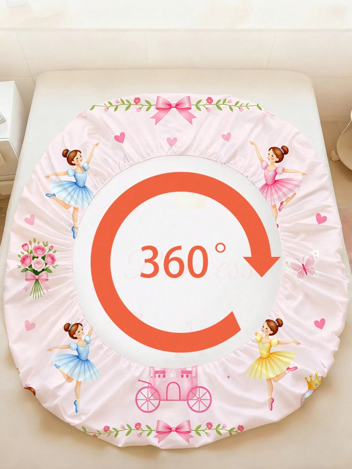 2/3PCS Pink Princess Ballerina Fitted Sheet Set, Castle Crown Print Bedding, Deep Pocket Bed Cover With Pillowcases For Children, Teenagers, Adults, Girls Bedroom