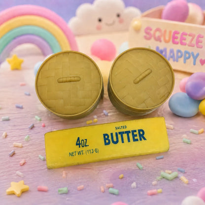 2 Colored Buns And 1 Butter Stick