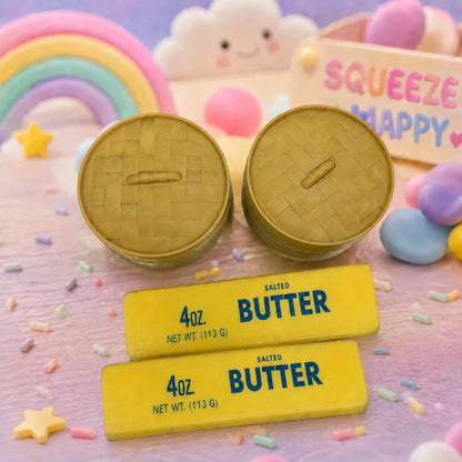 2 Colored Buns And 1 Butter Stick