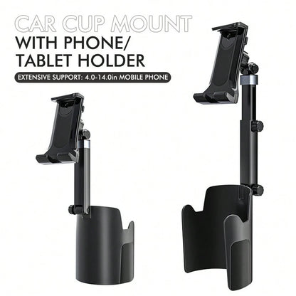 2-In-1 Universal Car Cup Holder Phone & Tablet Mount, Telescopic Multi-Function Navigation Bracket