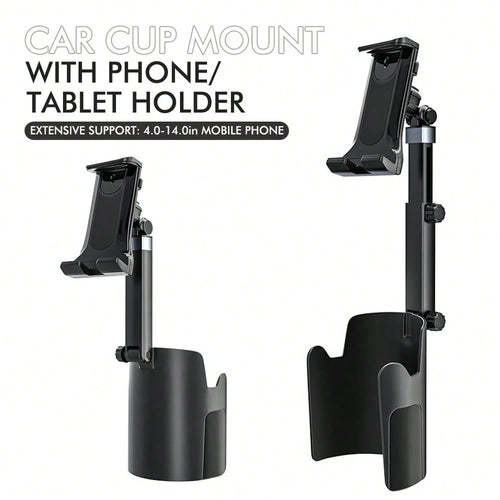 2-In-1 Universal Car Cup Holder Phone & Tablet Mount, Telescopic Multi-Function Navigation Bracket