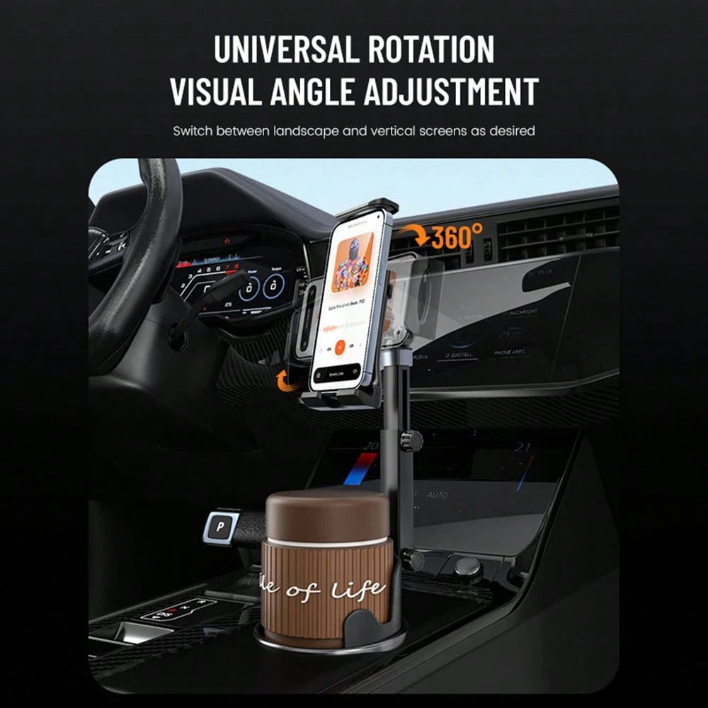 2-In-1 Universal Car Cup Holder Phone & Tablet Mount, Telescopic Multi-Function Navigation Bracket